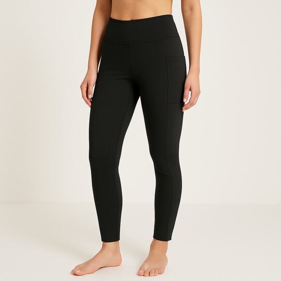 Danskin Leggings Sporty Black High Rise Side Pockets Size L - Picture 1 of 8